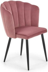 Scaun tapitat K386, roz/negru, stofa catifelat/metal, 60x58x84 cm