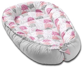 Cosulet bebelus pentru dormit Kidizi Baby Nest Cocoon 90x50 cm Pink Elephants