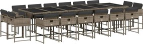 vidaXL Set mobilier de grădină cu perne, 17 piese, gri, poliratan