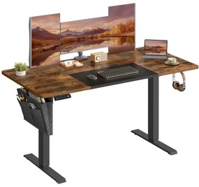 Birou reglabil pe înălțime SOLEA-X maro/negru