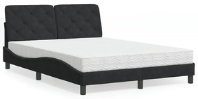 vidaXL Pat cu saltea, negru, 120x200 cm, catifea