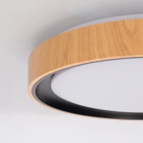 Brilagi - Plafonieră LED dimabilă FLOCO, 48W, 230V, Ø 40 cm, lemn/negru + telecomandă