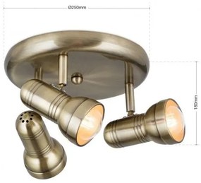 Plafoniera cu 3 spoturi directionabile Wilhelm Str 10-297/3 Patina OR