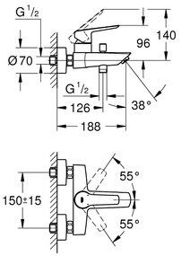 Baterie cada Grohe Start negru mat