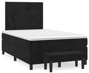 vidaXL Pat box spring cu saltea, negru, 120x190 cm, catifea
