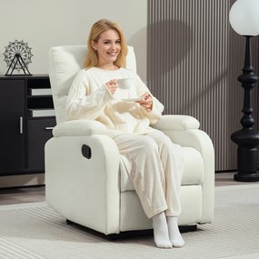 HOMCOM Fotoliu Recliner din In cu Suport Reglabil pentru Picioare, 69x91,5x103 cm, Alb crem | Aosom Romania