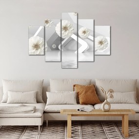 Tablou abstract cu flori albe (150x105 cm)