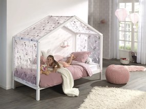 Set DALLAS în alb format dintr-un Pat copii Vipack fără gard (90 x 200 cm) și un set textil.