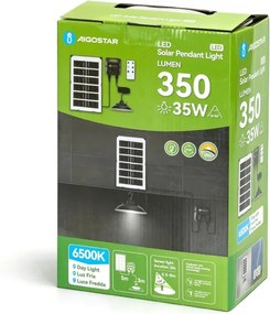 Aigostar - Lustră solară LED/35W/12V 3000 mAh 6500K Ø 15 cm