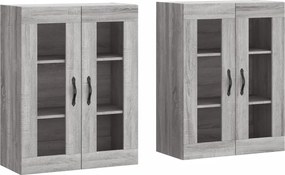 vidaXL Dulapuri montate pe perete, 2 buc, gri Sonoma, lemn prelucrat