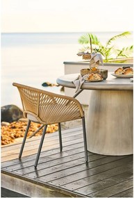 Scaun de grădină bej din metal/capitonat Novella – House Nordic