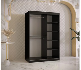 Dulap de haine Riven 2 120 (alb mat + negru mat) (cu oglindă). 1064170