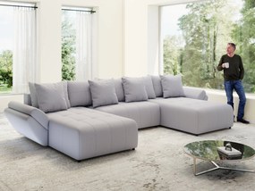 Colțar extensibil dumonde cu ladă de depozitare si sezut confortabil din spuma high-density, Berlin U Enjoy Gri 380x180 cm