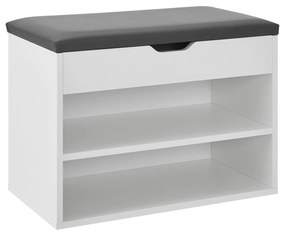 Suport pantofi cu capac rabatabil și șezut căptușit 60 x 30 x 44 cm alb