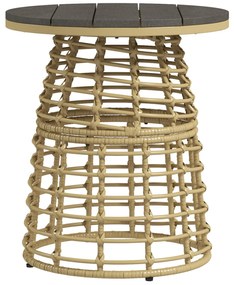 Outsunny Masă de cafea de grădină rotundă din rășină aspect răchită metal și blat compozit, dim. Ø45 x 50H cm | Aosom Romania