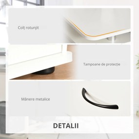 HOMCOM Birou PC din PAL și Oțel Alb cu Tastatură și Raft Monitor, Spațiu Generos de Lucru, 2 Sertare, Design Modern, 120x55x85 cm | Aosom Romania