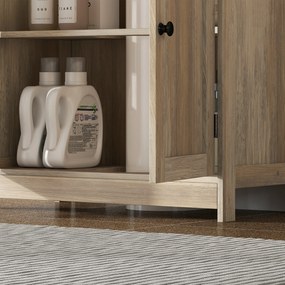 HOMCOM Mobilier sub lavoar, Mobilier de baie dulap cu 2 uși, Etajeră reglabilă, Rezistent la umiditate, 60 x 30 x 60 cm, Gri | Aosom Romania