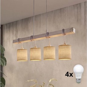 Brilagi - lustru LED suspendat pe cablu NUBILA 4xE27/60W/230V gri/maro deschis