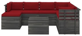 3062052 vidaXL Set mobilier grădină paleți cu perne, 8 piese, lemn masiv pin