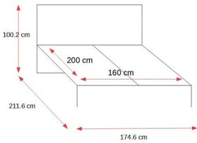 Set Mobila Dormitor Casablanca Loft Cu Dulap, 2 Noptiere Si Pat Cu Dimensiune Saltea De 160 X 200 Cm