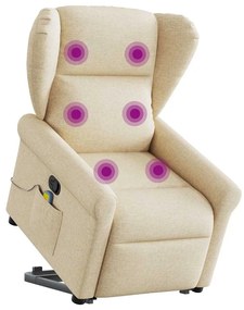 vidaXL Fotoliu masaj rabatabil cu ridicare, crem, material textil