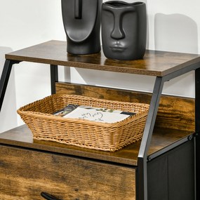 HOMCOM Comodă cu 3 sertare din material textil detasabile si 2 rafturi, 44 x 29 x 92 cm, lemn si metal | Aosom Romania