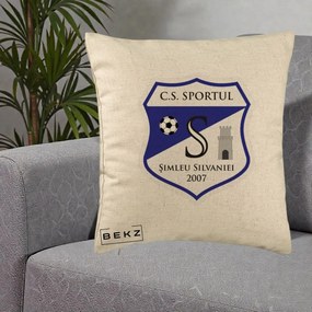 Perna Personalizata CS Sportul Simleu Silvaniei 2007, 40x40 cm, Bej, Husa Detasabila, Perna Inclusa, BEKZ®