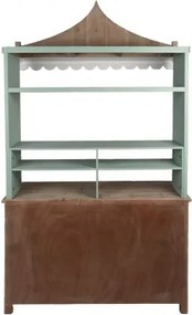 Bufet vintage verde din lemn masiv și metal, cu 2 uși și 2 rafturi, mânere metalice, 212x120x45 cm, „Gordes"