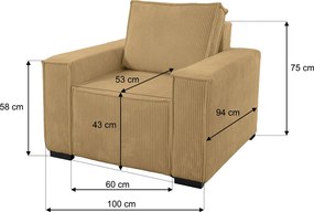 Fotoliu cu taburet SMART SET, mustar