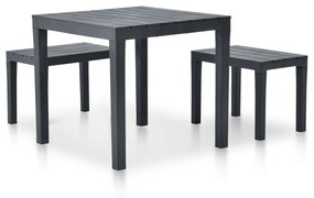 48778 vidaXL Masă de grădină cu 2 bănci, antracit, plastic
