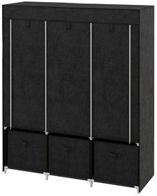 HOMCOM Dulap textil pliabil cu 5 rafturi, 2 bare și 3 sertare, 125x43x162,5 cm | Aosom Romania