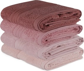 Set 4 prosoape baie RAINBOW, roz, bumbac, 50x90 cm