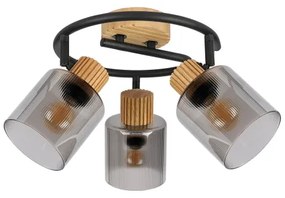 Brilagi - Lampă spot HYGGE 3xE14/15W/230V lemn de hevea/sticlă fumurie