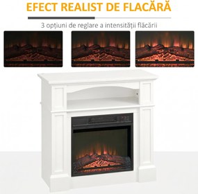 HOMCOM Șemineu Electric 1800W cu Efect de Flacără Reglabilă, Telecomandă și Timer | Aosom Romania