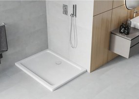 Mexen Flat recea dreptunghiulară slim 90 x 70 cm, albă, sifon cromat - 40107090