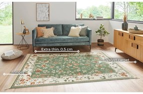 Covor verde/crem din viscoză 135x195 cm Oriental – Nouristan