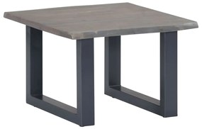 vidaXL Masă cafea, muchii naturale gri, 60x60x40 cm, lemn masiv acacia