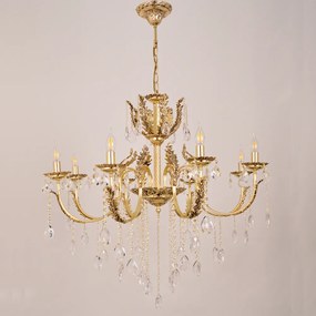 Lustra Cristal Yaprakli cu 8 Brate, Desing Baroc, French Gold Antic - Bussy Lighting 0152-78-08
