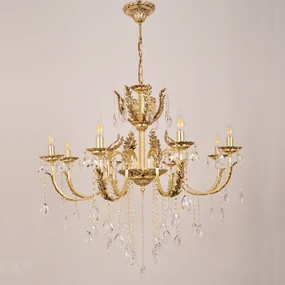 Lustra Cristal Yaprakli cu 8 Brate, Desing Baroc, French Gold Antic - Bussy Lighting 0152-78-08