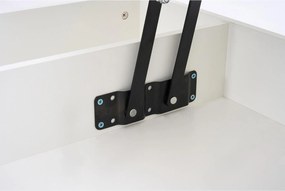 Masă de cafea modernă cu iluminare LED și spațiu de depozitare ascuns, măsuță laterală cu sistem hidraulic de ridicare, 100x50x42 cm, Alb