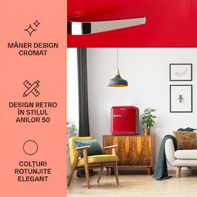 Klarstein Audrey Mini, frigider retro, 48 l, 2 compartimente, eficiență energetică clasa F
