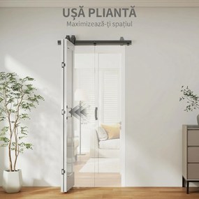 HOMCOM Ușă Pliabilă tip Carte cu Suprafață Vopsibilă 90x210 cm Alb | Aosom Romania
