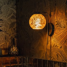 Aplică de perete de design neagră cu sticlă aurie - Bert