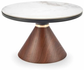 Masuta de cafea Genesis marmura alba/nuc - H43 cm