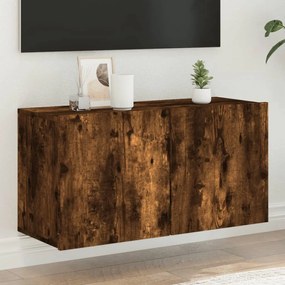 vidaXL Comodă TV de perete, stejar fumuriu, 80x30x41 cm