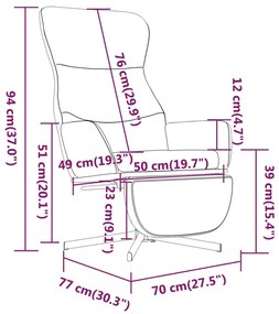 Scaun de relaxare cu suport picioare, maro, piele ecologica