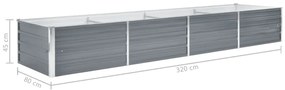 Strat inaltat de gradina, gri, 320 x 80 x 45 cm otel galvanizat 1, Gri, 320 x 80 x 45 cm
