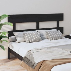 Tablie de pat, negru, 164x3x81 cm, lemn masiv de pin Negru, 164 x 3 x 81 cm, 1