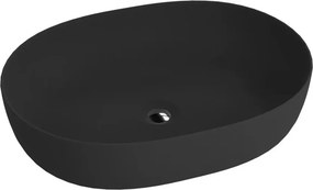 Lavoar pe blat Rune Viggo oval 60 cm negru mat