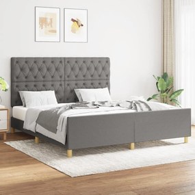 3125309 vidaXL Cadru de pat cu tăblie, gri închis, 160x200 cm, textil
